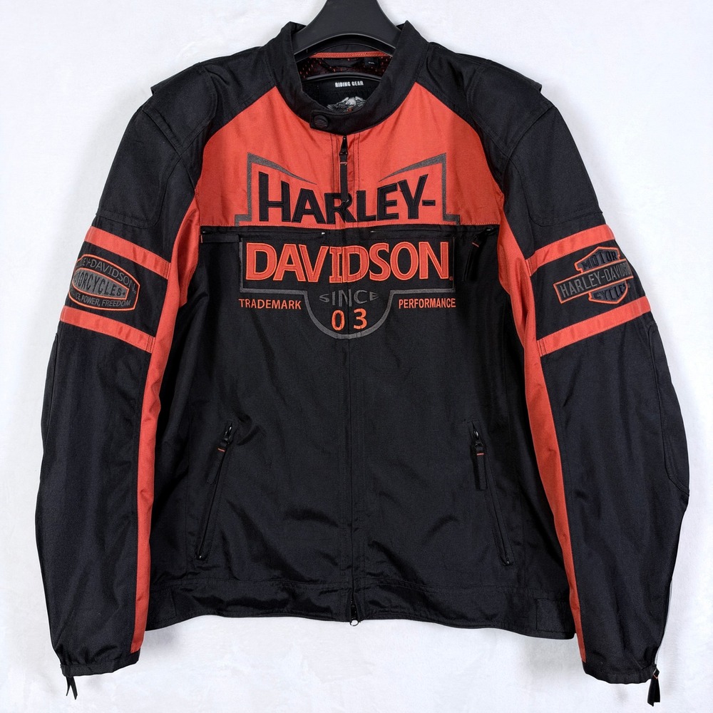 Harley-Davidson Mens Black Orange Riding Gear Jacket 2XL 97402-14VM